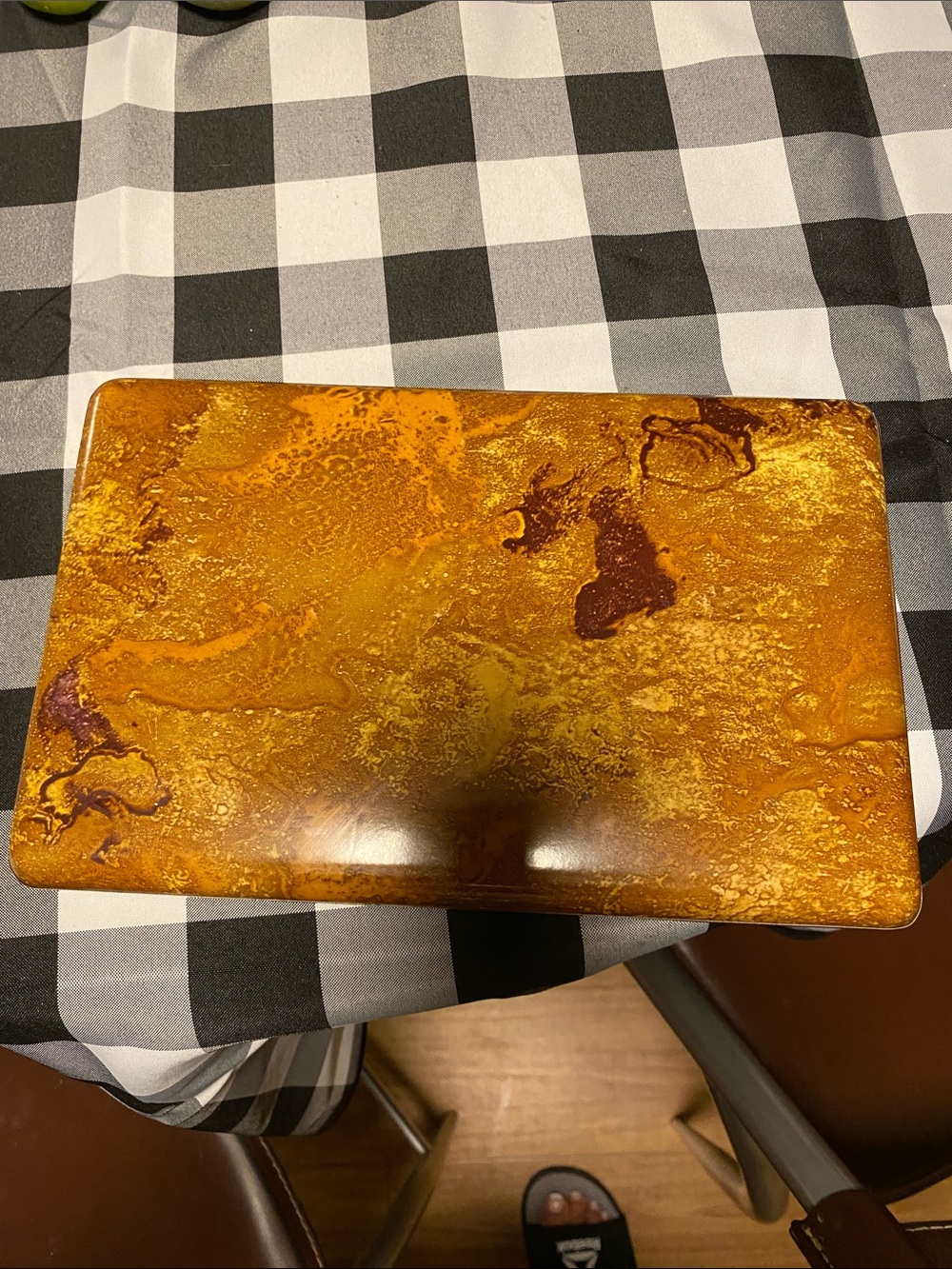 Vintage Gold and Brown Rectangular Jewelry Box